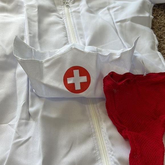 Hospital Honey Red/White Slutty Halloween Nurse Costume Medium - Picture 5 of 8